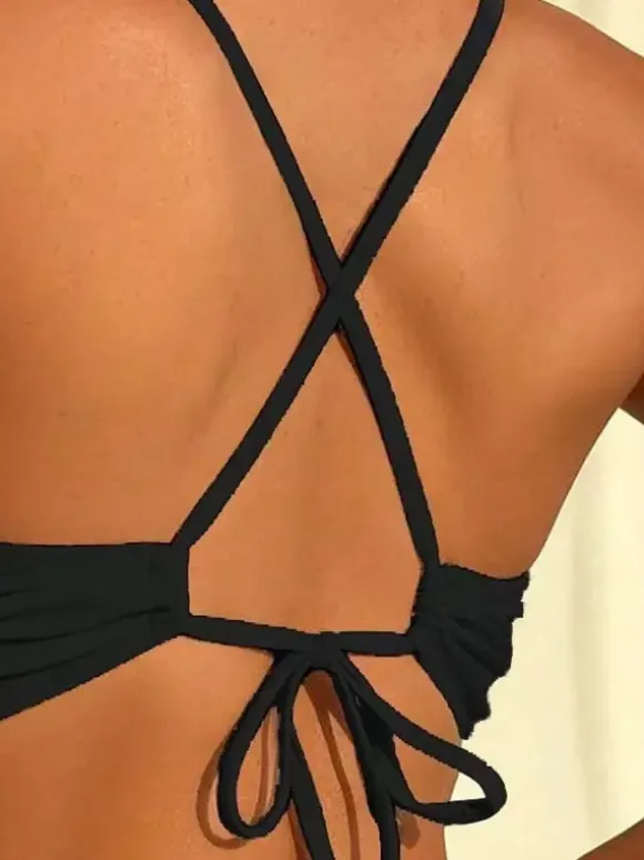 Lily Print Deep V Cross Back Tie One Piece Swimsuit