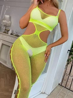 Lingerie Bodystockings Rose Cut Out Fishnet Mesh Hosiery