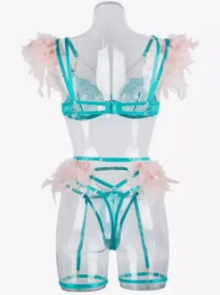 Lingerie Bras Bra For Woman Green 3-Piece Sexy Hot Underwear