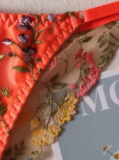 Lingerie Bras Women Bra Orange Lace 2-Piece Sexy Hot Underwear