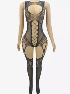 Lingerie Hosiery Bodystockings Enticing Black Red Cut Out Pantyhose