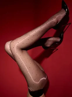 Lingerie Hosiery Pantyhose Sexy Black Women's Ultra-Sheer Polka Dot High-Waist Glossy Pantyhose