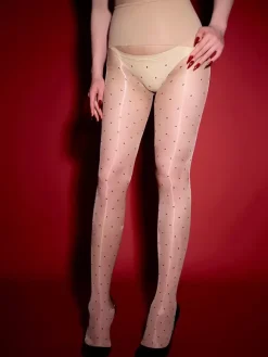 Lingerie Hosiery Pantyhose Sexy Black Women's Ultra-Sheer Polka Dot High-Waist Glossy Pantyhose
