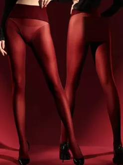 Lingerie Hosiery Pantyhose Sexy Ember Red Seamless Velvet 120D Opaque Deep Gusset Thermal Leggings Tights