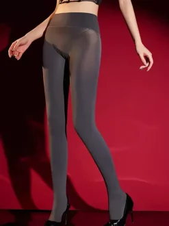 Lingerie Hosiery Pantyhose Sexy Ember Red Seamless Velvet 120D Opaque Deep Gusset Thermal Leggings Tights