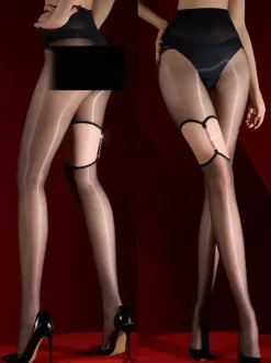 Lingerie Hosiery Pantyhose Sexy Pantyhose Black Polyester With Chains