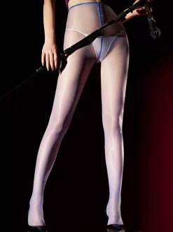 Lingerie Hosiery Pantyhose Sheer Oil Shine Black Bows Glossy Sheer Tights