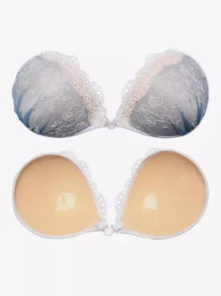 Lingerie Pasties Blue Floral Lace Adhesive Invisible Backless Sticky Push-Up Bra