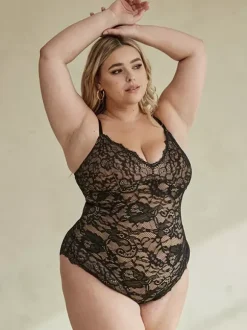 Lingerie White Plus Size Sleeveless Backless Lace Shapewear