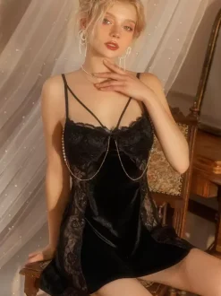 Lingerie Babydolls Chic Daily Casual Chains Dark Rose Chemises