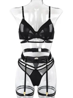 Lingerie Bras Bra For Woman Black 3-Piece Sexy Hot Underwear