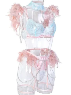 Lingerie Bras Women Bra Pink 3-Piece Sexy Hot Underwear