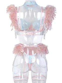Lingerie Bras Women Bra Pink 3-Piece Sexy Hot Underwear