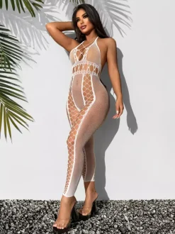 Lingerie Hosiery Bodystockings Sexy Black Cut Out Nylon Pantyhose