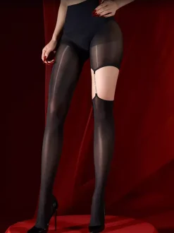 Lingerie Hosiery Pantyhose Sexy Black Polyester With Chains
