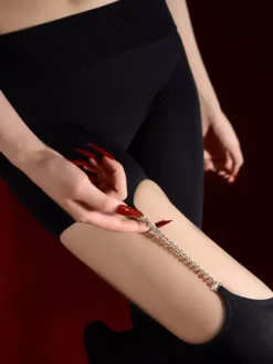 Lingerie Hosiery Pantyhose Sexy Black Polyester With Chains