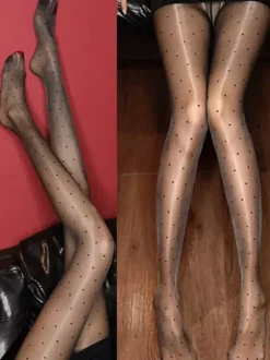 Lingerie Hosiery Pantyhose Women White Aurora Polka Dot Sheer Tights Transparent Toe Footed Pantyhose