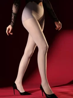 Lingerie Hosiery Pantyhose Women Gray Floral Print Seamless Ultra-Stretchy Invisible Sheer Tights