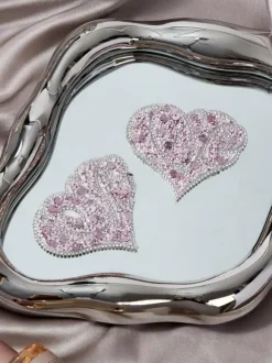 Lingerie Pasties Wedding Sequins Pink Bra Nubra Pink Rhinestone Heart Nipple Covers