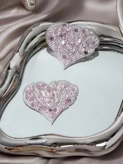 Lingerie Pasties Wedding Sequins Pink Bra Nubra Pink Rhinestone Heart Nipple Covers