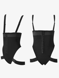Lingerie Shapewear Black Front Button Belly Belt Buckle Suspenders Body Shaping Pants With Exposed Buttocks Jumpsuit With Detachable Straps