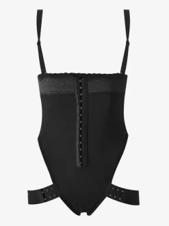 Lingerie Shapewear Black Front Button Belly Belt Buckle Suspenders Body Shaping Pants With Exposed Buttocks Jumpsuit With Detachable Straps
