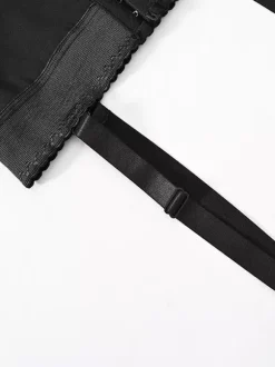 Lingerie Shapewear Black Front Button Belly Belt Buckle Suspenders Body Shaping Pants With Exposed Buttocks Jumpsuit With Detachable Straps