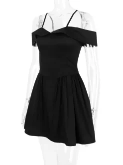 Little Black Dress Spaghetti Straps Flared Birthday Party Mini Dresses