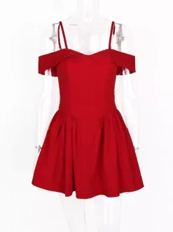 Little Black Dress Spaghetti Straps Flared Birthday Party Mini Dresses