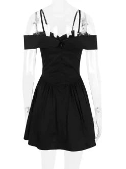 Little Black Dress Spaghetti Straps Flared Birthday Party Mini Dresses