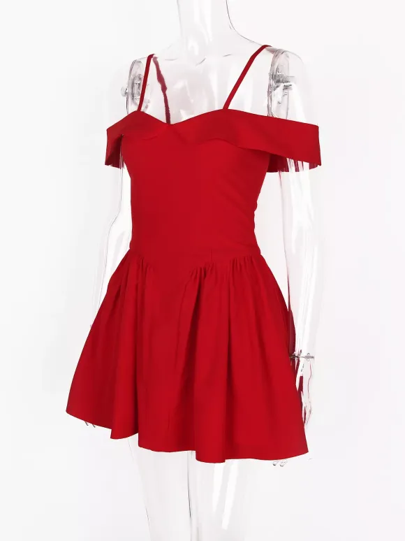 Little Black Dress Spaghetti Straps Flared Birthday Party Mini Dresses