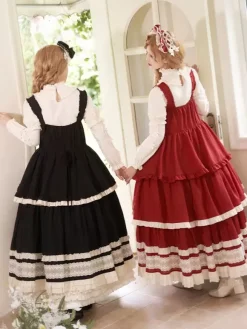Lolita Dresses Tea party style Lolita skirt Lace Sleeveless Polyester Sweet Color Block Red