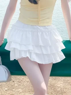 Lolita Skirt Tiered Pink Short Skirt