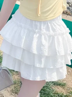 Lolita Skirt Tiered Pink Short Skirt