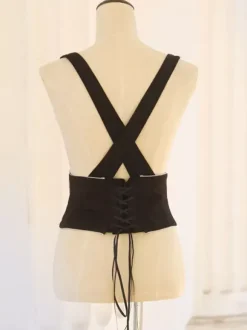 Lolita Specials Lolita Top Vest Costumes Gothic Black Sleeveless Lace Up