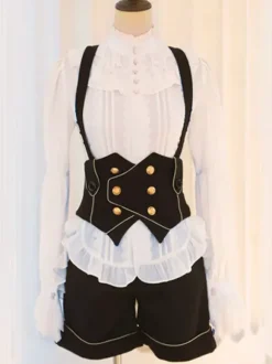 Lolita Specials Lolita Top Vest Costumes Gothic Black Sleeveless Lace Up
