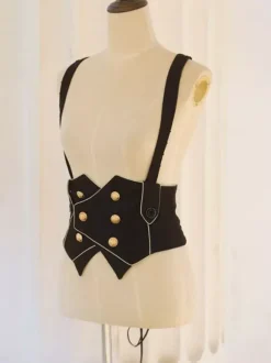Lolita Specials Lolita Top Vest Costumes Gothic Black Sleeveless Lace Up