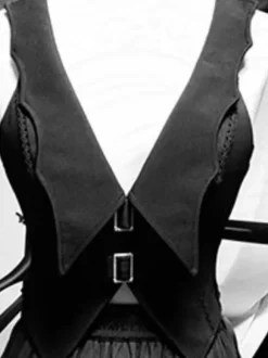 Lolita Specials Lolita Top Vest Costumes Steampunk Black Sleeveless Lace Up Metal Details