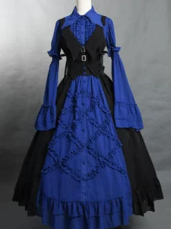 Lolita Specials Lolita Top Vest Costumes Steampunk Black Sleeveless Lace Up Metal Details