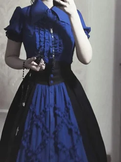 Lolita Specials Lolita Top Vest Costumes Steampunk Black Sleeveless Lace Up Metal Details