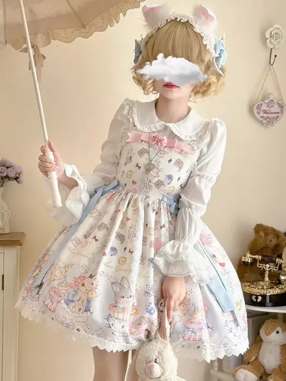 Lolita Specials sweet Lolita Lolita Dresses Costumes Sweet Lolita Dress Polyester Sleeveless Ruffles Jumper Sweet Ecru White Lolita Dress Tea Party