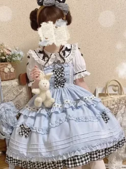 Lolita Specials sweet Lolita Lolita Dresses Costumes Sweet Lolita Dress Polyester Sleeveless Bows Jumper Sweet Light Sky Blue Lolita Dress Tea Party