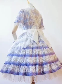 Lolita Specials sweet Lolita Lolita Dresses Costumes Sweet Lolita Dress Polyester Short Sleeves Bows Dress Sweet Light Sky Blue Lolita Dress