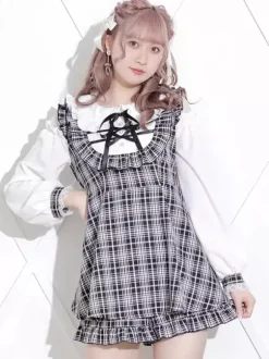 Lolita Tow-piece Suit Lace Up Long Sleeves Dress And Ruffles Shorts