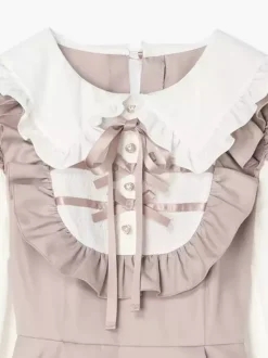 Lolita Tow-piece Suit Lace Up Long Sleeves Dress And Ruffles Shorts