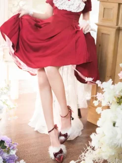 Lolita Wedding Dress Lolita Footwear Red Bows Stiletto Heel Lolita Pumps