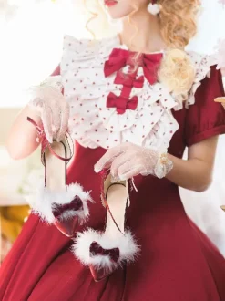 Lolita Wedding Dress Lolita Footwear Red Bows Stiletto Heel Lolita Pumps