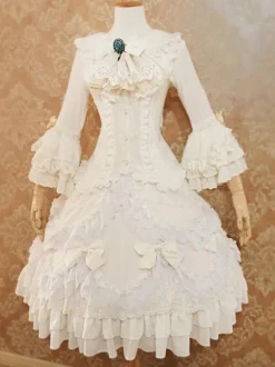 Lolita Wedding Dress Lolita SK Ecru White Ruffles Bows Lolita Skirts