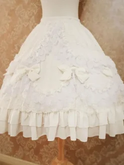 Lolita Wedding Dress Lolita SK Ecru White Ruffles Bows Lolita Skirts