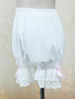Lolita Bloomers Lace Trim Pink Bow Ribbons